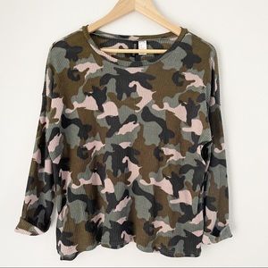 Army Camouflage Ribbed Top Sz Medium